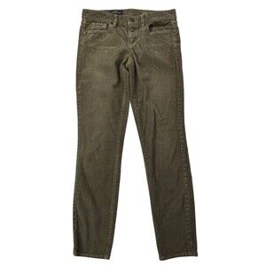J Crew Womens Jeans 28x27 Green Toothpick Ankle Corduroy Low Rise Stretch Tag 26
